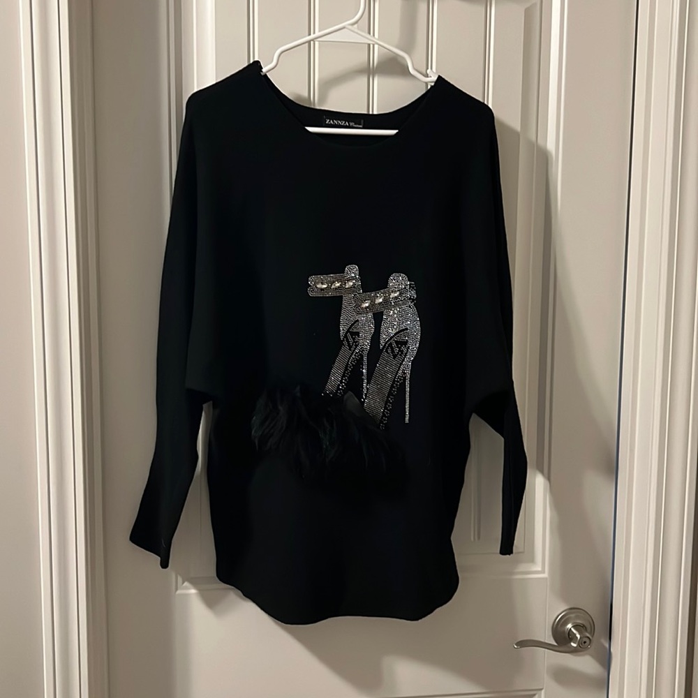 Zannza couture shirt with rhinestone shoes